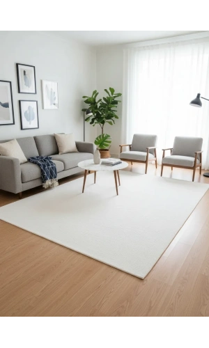 Apex Safran 8121SA Ekru Düz Dokulu Sade Halı 200x290