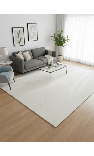 Apex Truva 6661TR Ekru Düz Dokulu Sade Halı 200x290