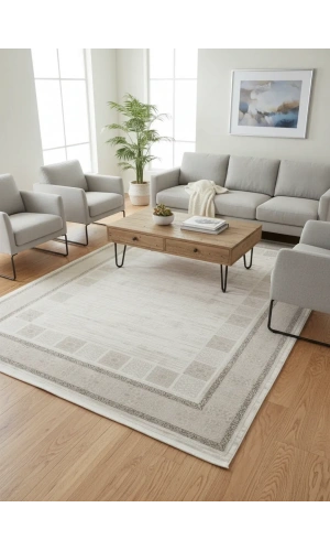 Apex Marea 8821MA Vizon Kare Bordürlü Modern Halı 200x290