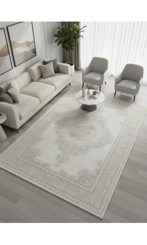 Apex Marea 8811MA Ekru Klasik Madalyonlu Halı 200x290