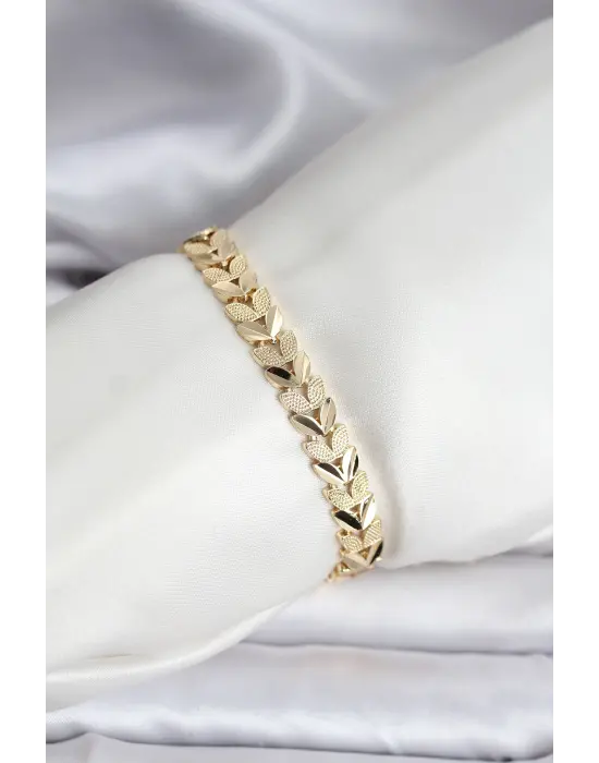14K Gold Renk Kaplama Başak Model CM Kadın Bileklik