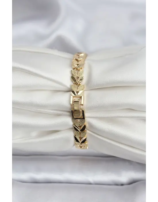 14K Gold Renk Kaplama Başak Model CM Kadın Bileklik