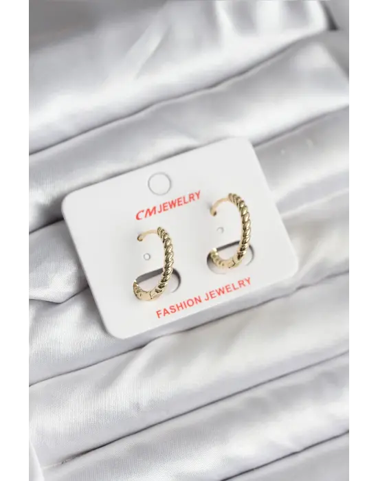 14K Gold Renk Kaplama Burgu Halka CM Kadın Küpe