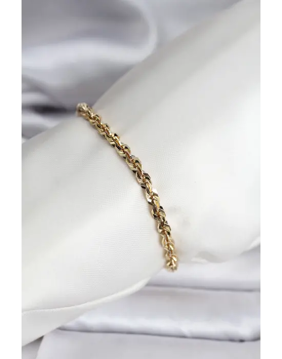 14K Gold Renk Kaplama Burgu Zincir Model CM Kadın Bileklik