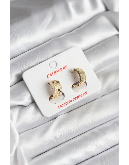 14K Gold Renk Kaplama Ysj Jewelry Çelik Kadın Küpe