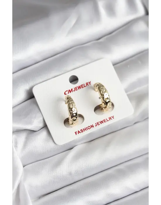 14K Gold Renk Kaplama CM Kadın Küpe: Kalem Model Taşlı