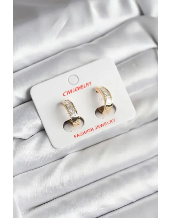 14K Gold Renk Kaplama Taşlı Halka Xuping Kadın Küpe