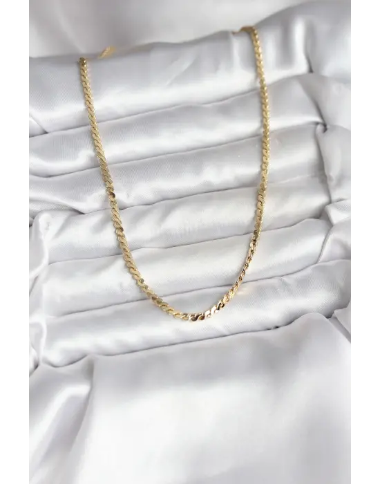 14K Gold Renk Kaplama Ezme Yılan Zincir Model CM Kadın Kolye