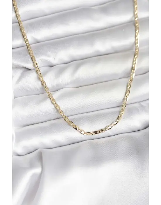 14K Altın Kaplama Ezme Zincirli Çelik Kadın Kolye