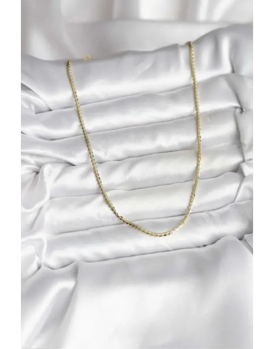 14K Gold Renk Kaplama Ezme Zincir Model CM Kadın Kolye