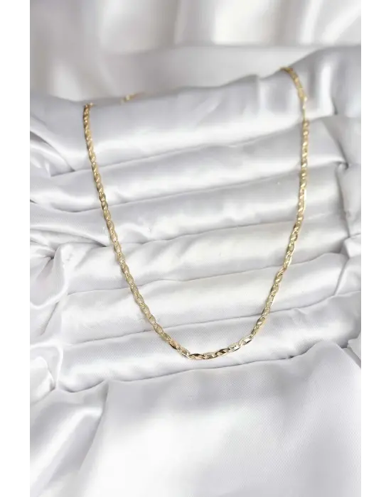 14K Altın Kaplama Ezme Zincirli Çelik Kadın Kolye