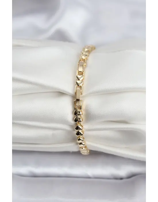 14K Gold Renk Kaplama Kalp Model CM Kadın Bileklik