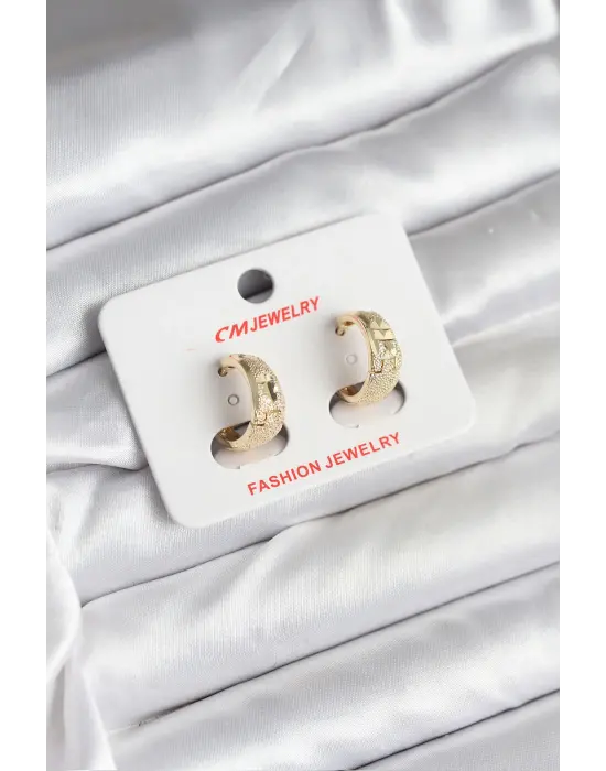 14K Gold Renk Kaplama Lazer Halka CM Kadın Küpe