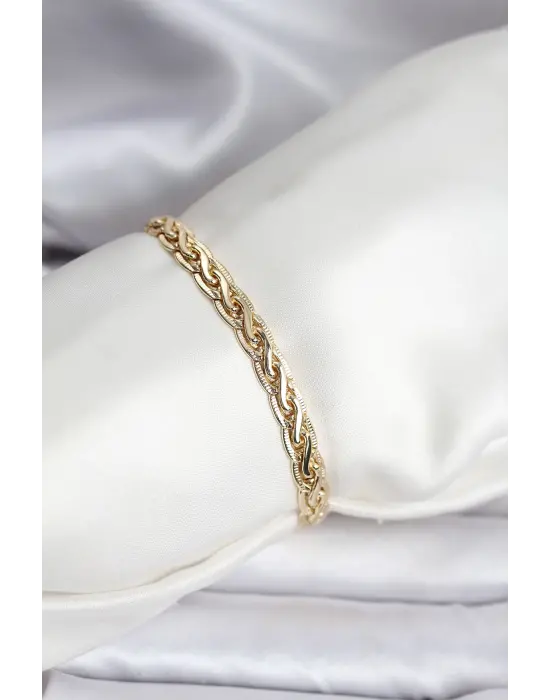 14K Gold Renk Kaplama Lazer Zincir Model CM Kadın Bileklik