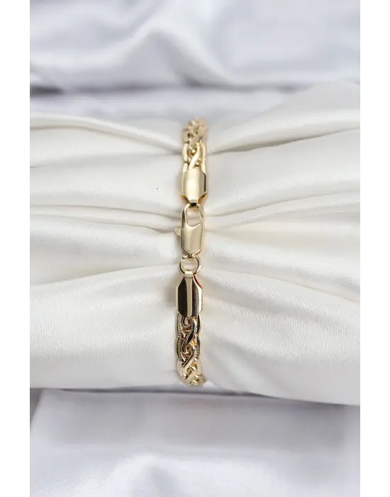 14K Gold Renk Kaplama Lazer Zincir Model CM Kadın Bileklik