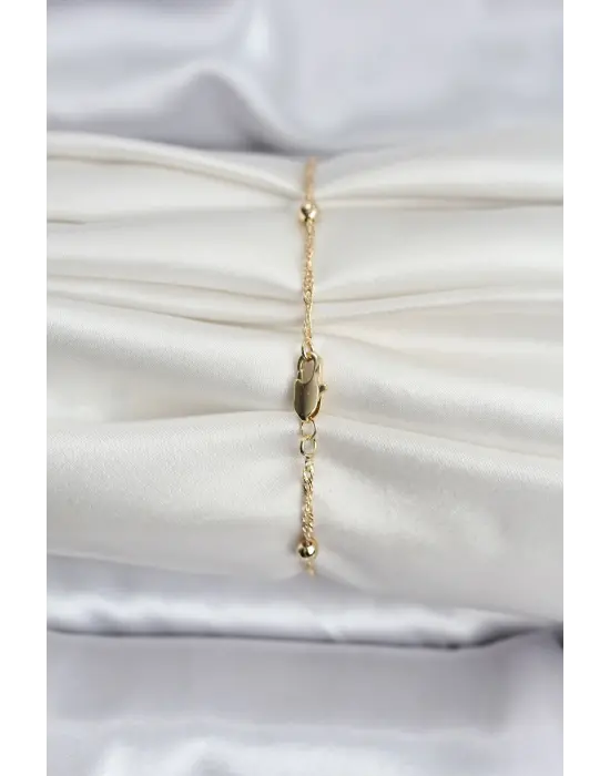 14K Gold Renk Kaplama Topçuklu Model CM Kadın Bileklik