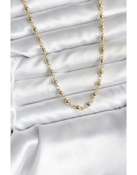 14K Gold Renk Kaplama Topçuklu Zincir Model CM Kadın Kolye