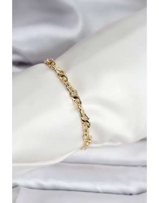 14K Gold Renk Orta Boy Kaplama Zincir Model CM Kadın Bileklik