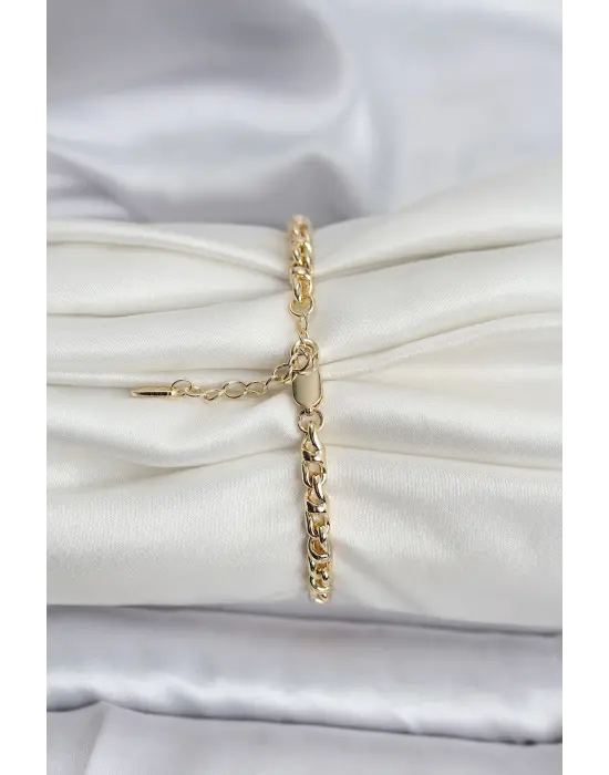 14K Gold Renk Kaplama Zincir Model Kadın CM Bileklik