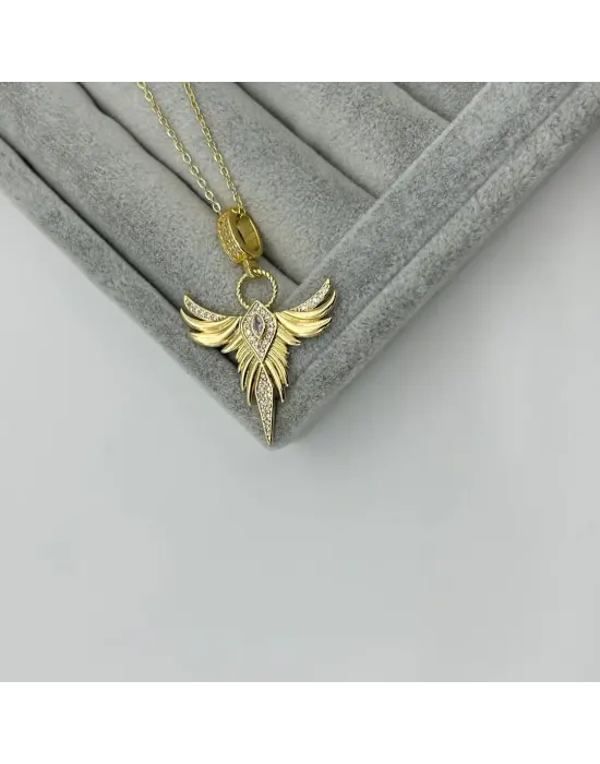 Zümrüdüanka Kuşu Kolye Altın Kaplama Model