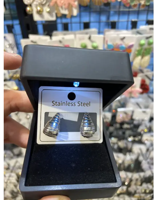 Gümüş Mini Tırtıklı Bottega Damla Küpe