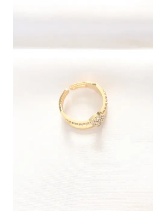 2li Görünümlü Topçuk Model Altın Ayarlanabilir Yüzük