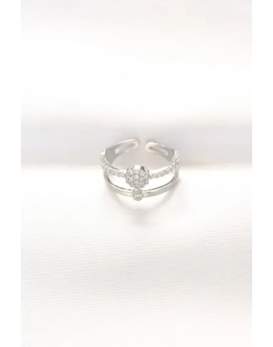 2li Görünümlü Topçuk Model Silver Renk Ayarlanabilir Yüzük