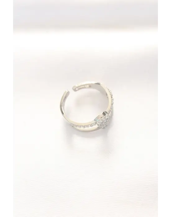 2li Görünümlü Topçuk Model Silver Renk Ayarlanabilir Yüzük