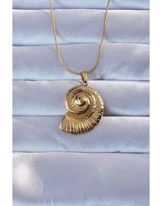 316L Altın  Salyangoz Kabuğu Çelik Kolye