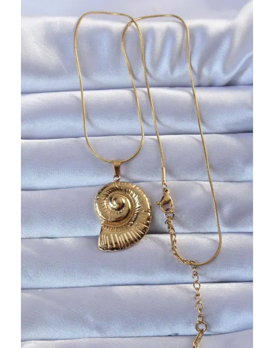 316L Altın  Salyangoz Kabuğu Çelik Kolye