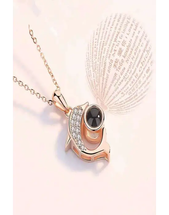 316L Çelik 100 Dilde Seni Seviyorum Projeskiyon Kadın Kolye