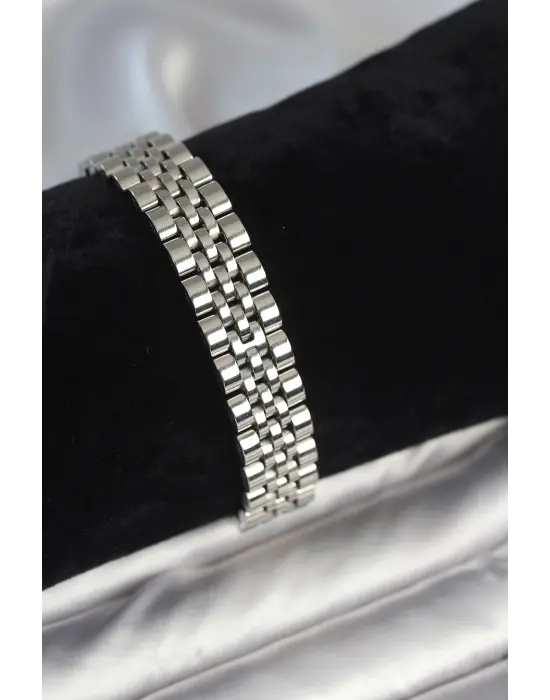 316L Çelik 12 mm Kalınlıkta Gümüş Renkli Erkek Bileklik