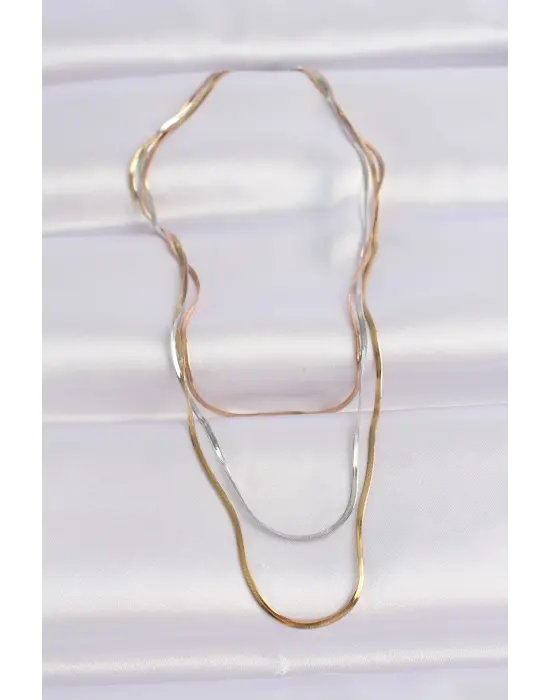  3 li İtalyan Zincir Çoklu Çelik Kolye