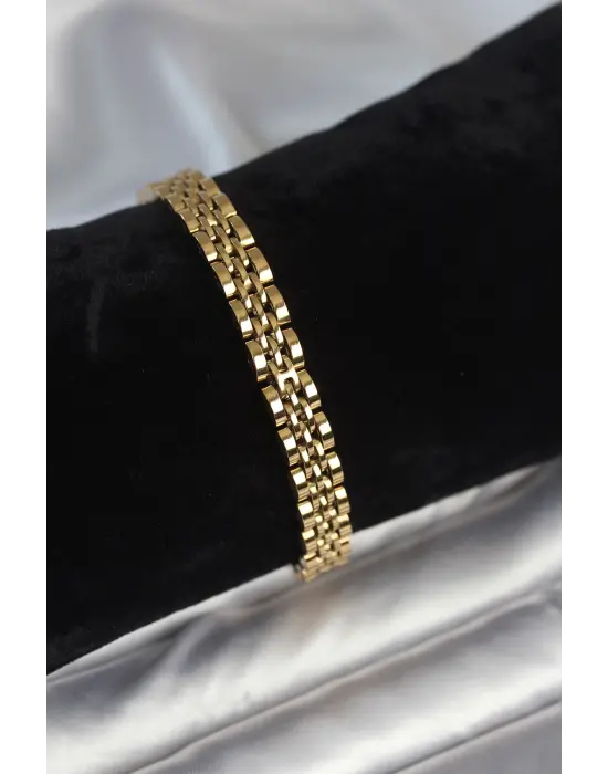 316L Çelik 7 mm Kalınlıkta Gold Renkli Erkek Bileklik