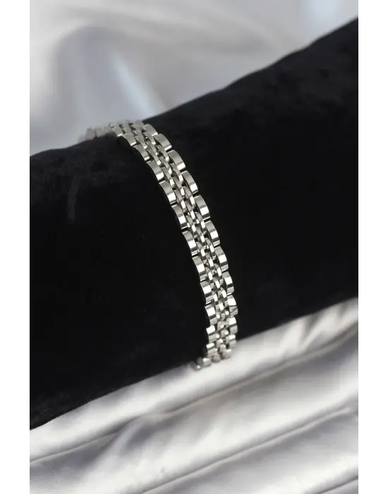 316L Çelik 7 mm Kalınlıkta Gümüş Renkli Erkek Bileklik