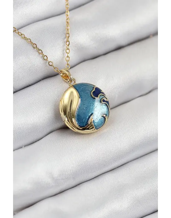 316L Çelik Açılabilr Kapaklı Deniz Model Gold Renk Kadın Kolye