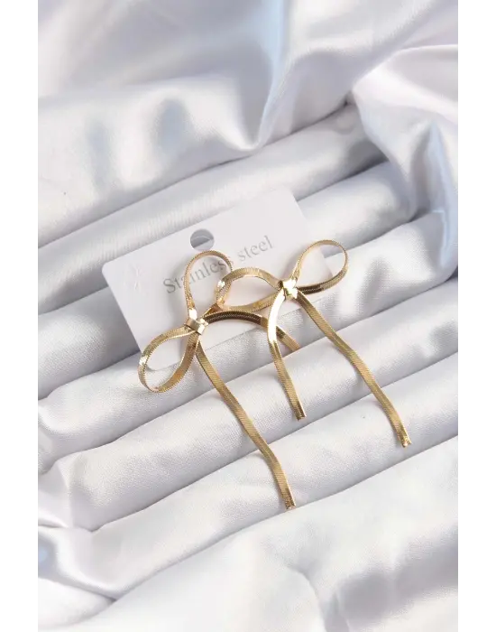   Altın Renk İtalyan Model Fiyonk Küpe