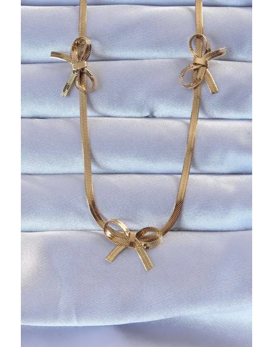  Altın  İtalyan Zincirli Fiyonk Çelik Kolye