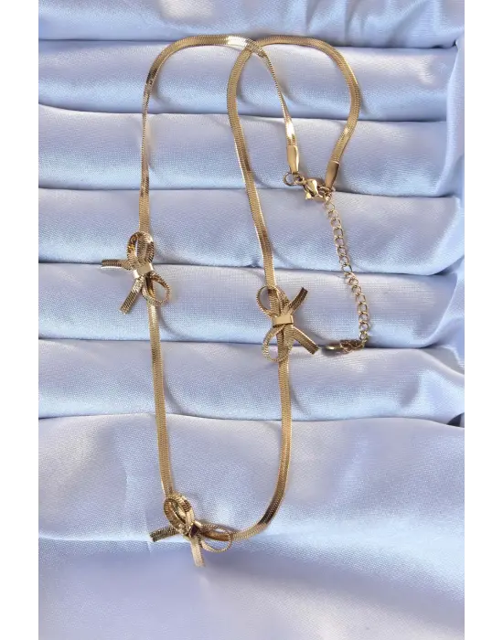  Altın  İtalyan Zincirli Fiyonk Çelik Kolye