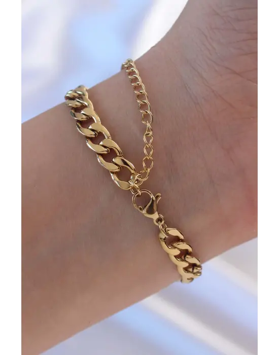 316L Çelik Altın Renk Samanyolu Zincirli Zirkon Taşlı Kutup Yıldızı Bileklik