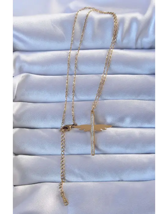  Altın  Zirkon Taşlı Mikail Çelik Kolye