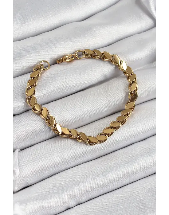 316L Çelik Arpa Model Gold Renk Kadın Bilekik
