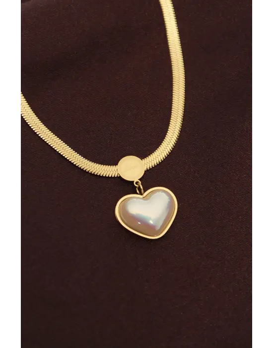  Bombeli Kalp Model İtalyan Zincir Çelik Kolye