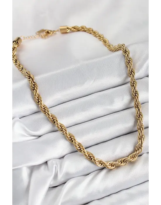 316L Çelik Burgu Model Gold Renk Kadın Kolye