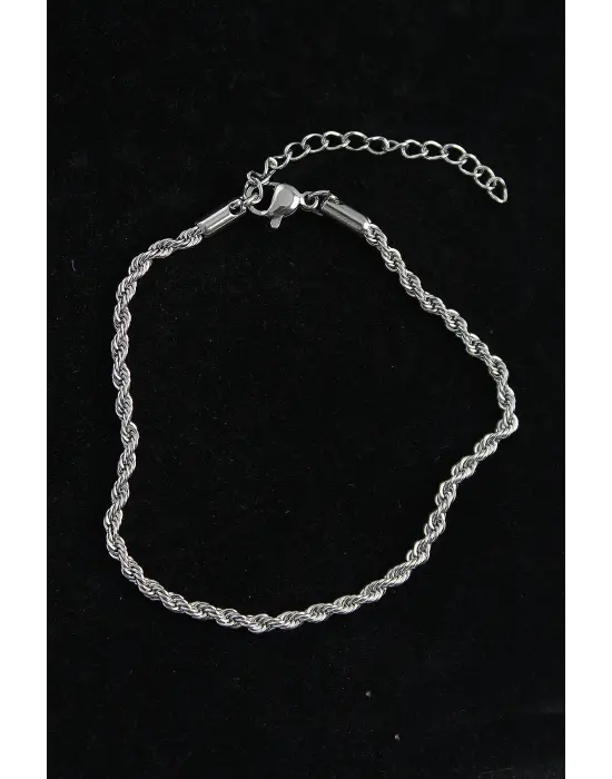 316L Çelik Burgu Model Gümüş Renk Erkek Bileklik