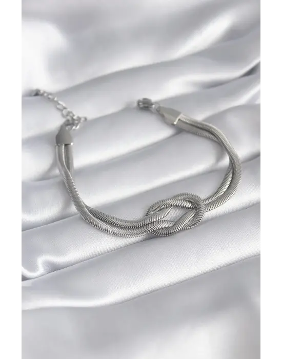 316L Çelik Çelik Gold Renk İtalyan Zincir Düğüm Model Kadın Bileklik