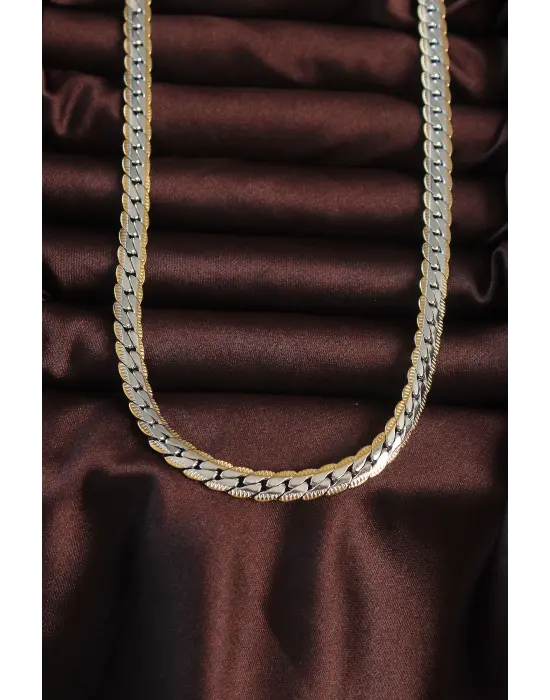 316L Çelik Çift Renk Yassı Burgu Tasarımlı Kolye