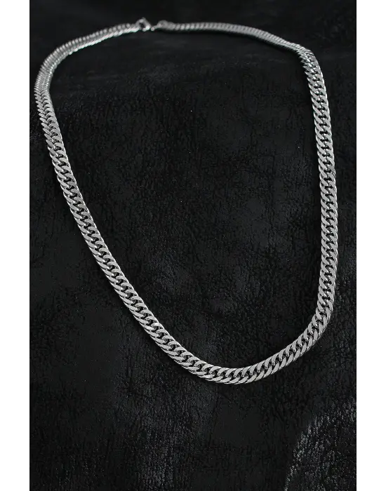 316L Çelik Cuba Zincir Model Gümüş Renk Erkek Kolye