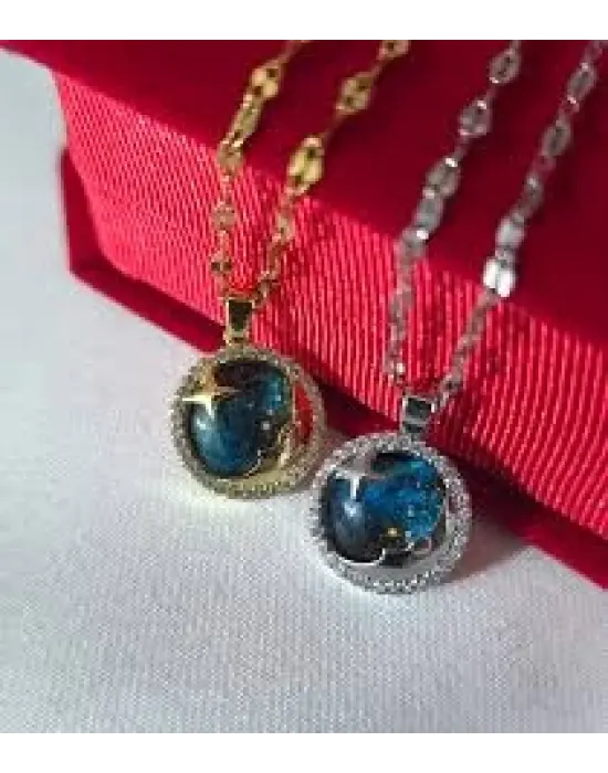 316L Çelik Gezegen Kolye Gümüş