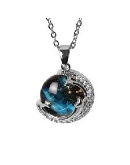 316L Çelik Gezegen Kolye Gümüş